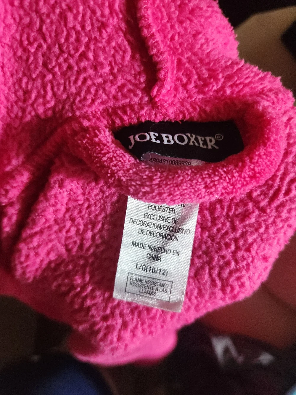 Joe Boxer Hot Pink Hooded Fleece Robe with 'CUTE' Embroidery
